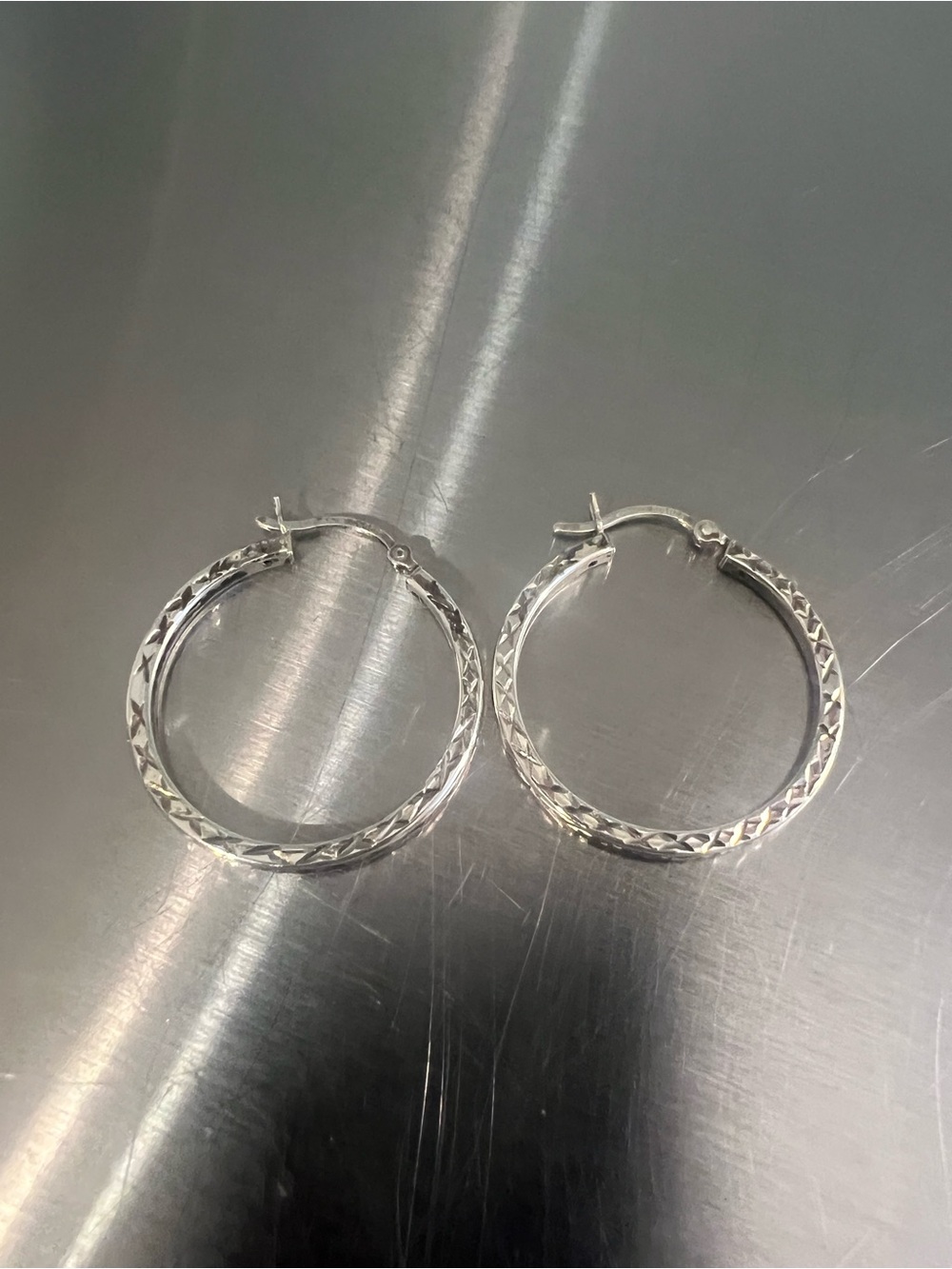 Sterling-Silver Textured Hoop Earrings - Classic Women Jewelry